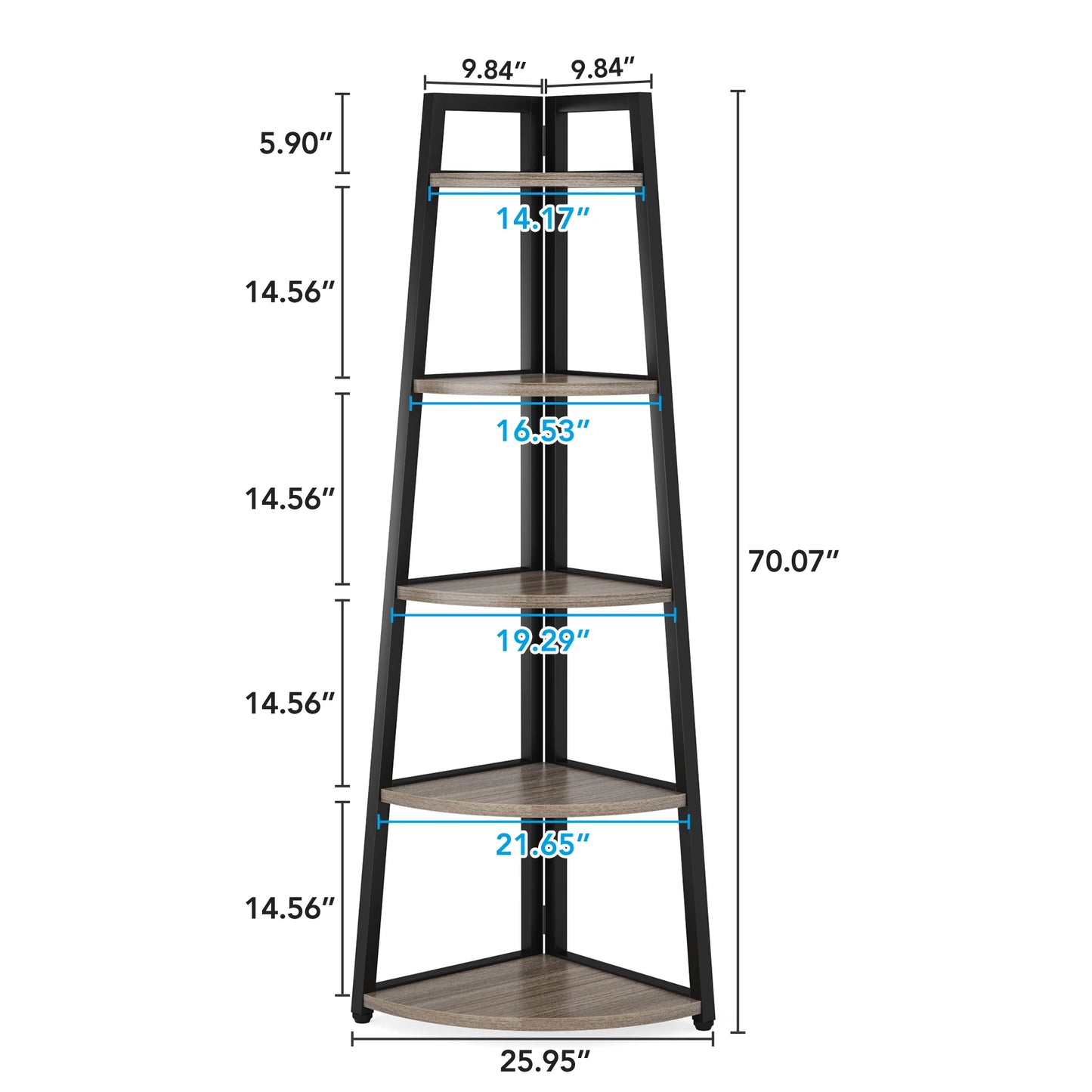 Corner Bookcase, Bookshelf with Rack Wood