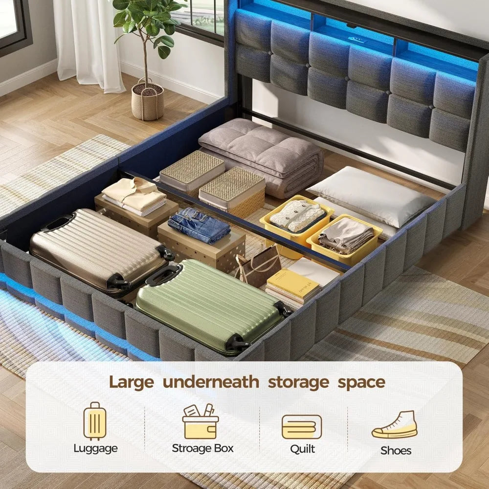 Bed Frame with Hydraulic storage – Full, Queen, Twin Sizes