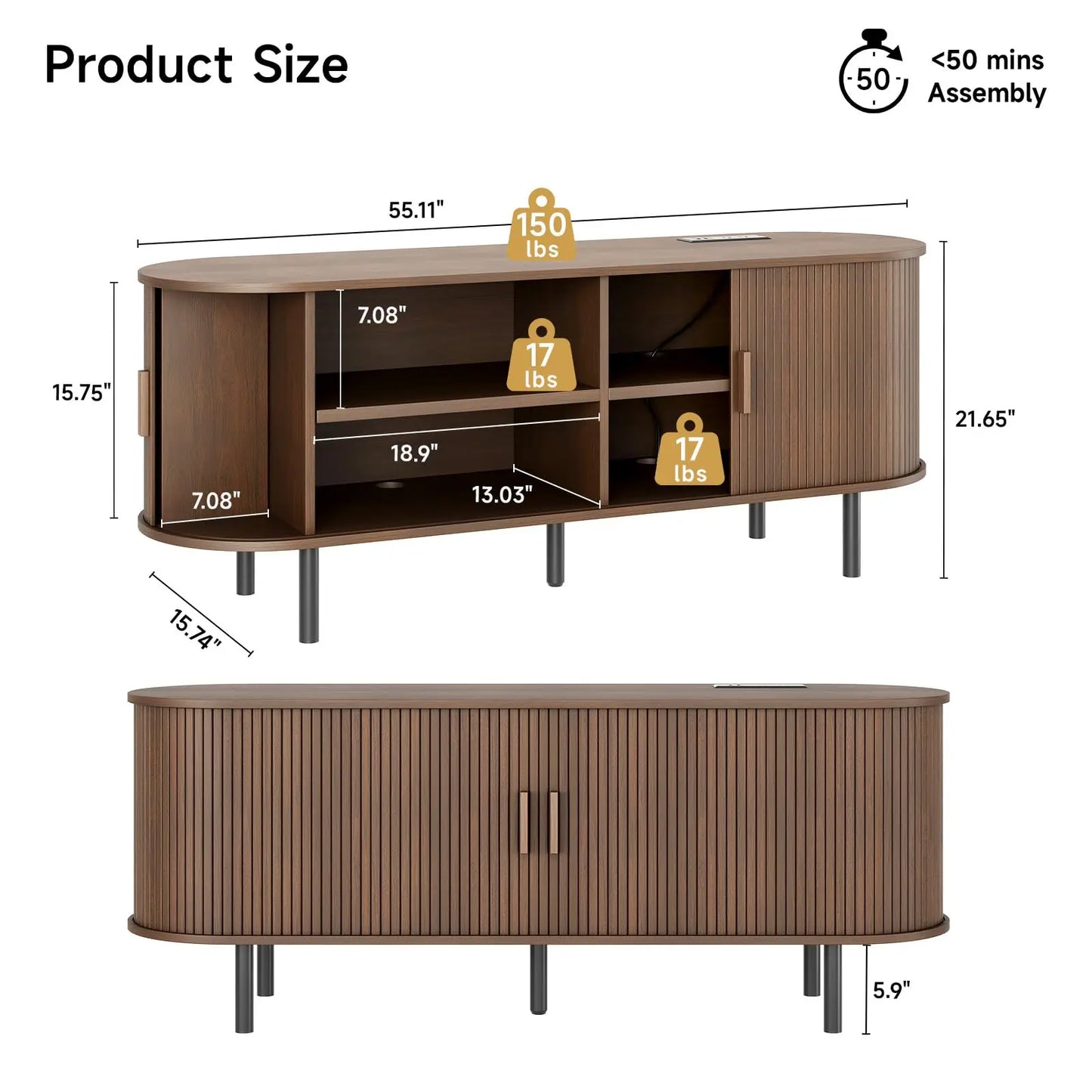 TV Stand with Storage for TVs up to 60/70"
