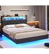 Bed Frame with Leather Platform and Storage – Twin, Queen & Full Sizes