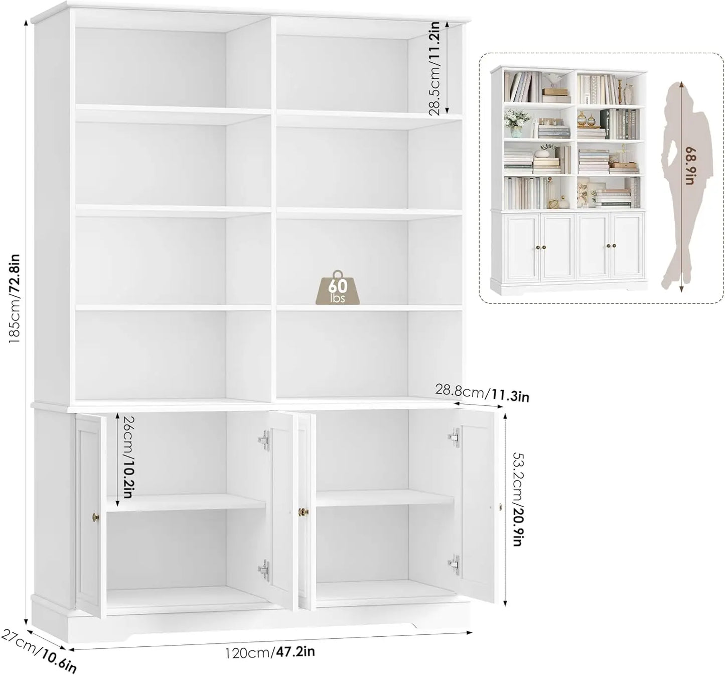 6-Tier Bookshelf , Bookcase with Storage