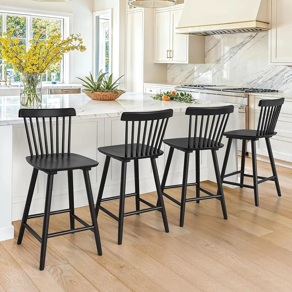 4 Pieces Wooden Bar Stools Set 24 Inch