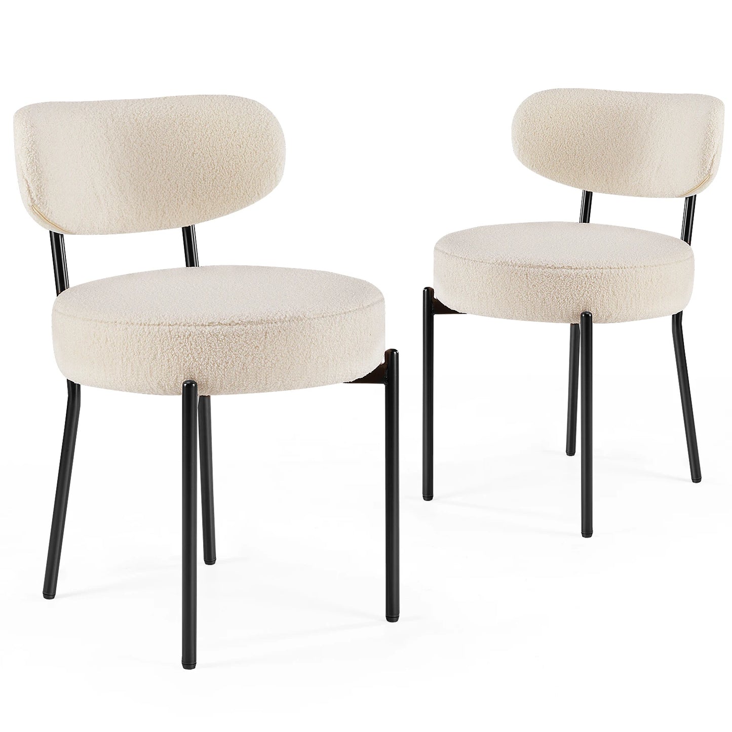 Ergonomic Round Dining Chairs Set of 2 Plush Fabric