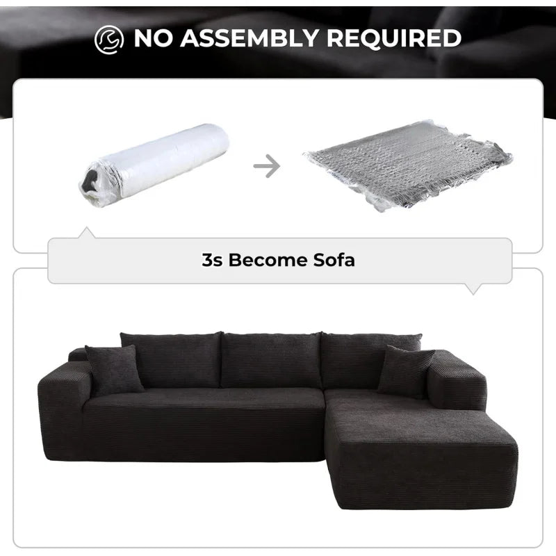 L-Shape Couch with Chaise,Modular Sectional Sofa Cloud Deep Seat