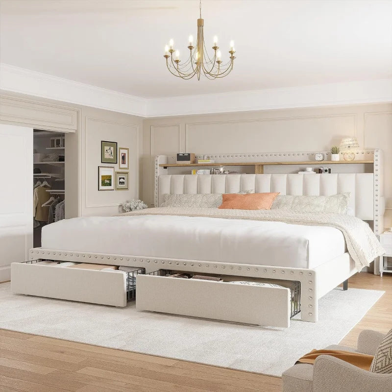 Full, Queen and King size Bed Frame with Drawers