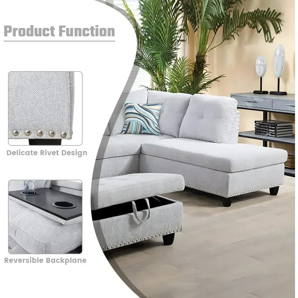 Modern Lounge 4 seats Sofa - L Shaped Sectional Couch