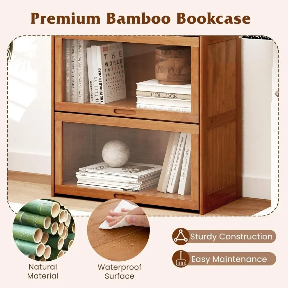 Bookcase with Doors, Bookshelf with Flip-up Doors