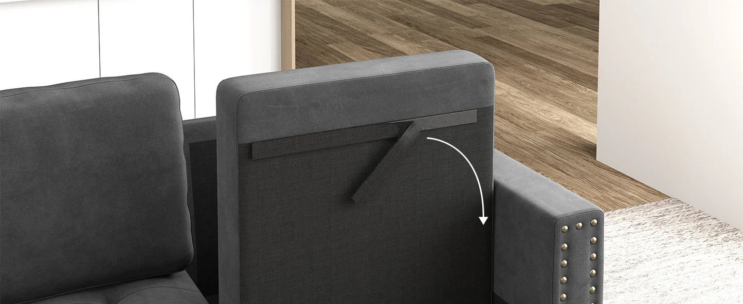 Velvet Modular Sectional sofa, Convertible L Shaped couch with Storage