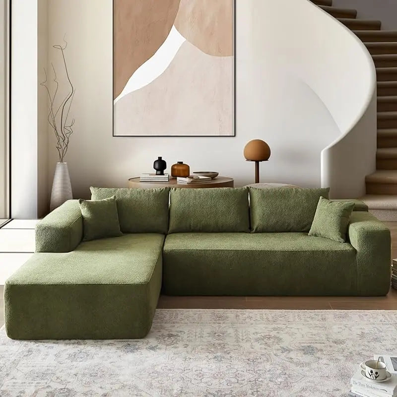 L-Shape Couch with Chaise,Modular Sectional Sofa Cloud Deep Seat