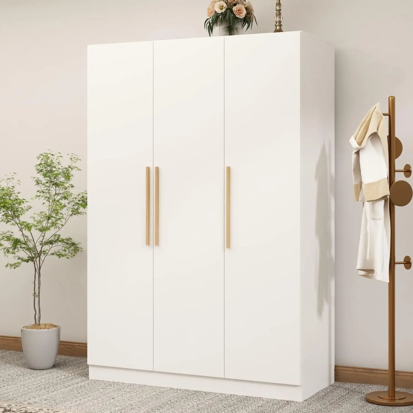 Wardrobe Armoire Closet with Shelves & Hanging Rod