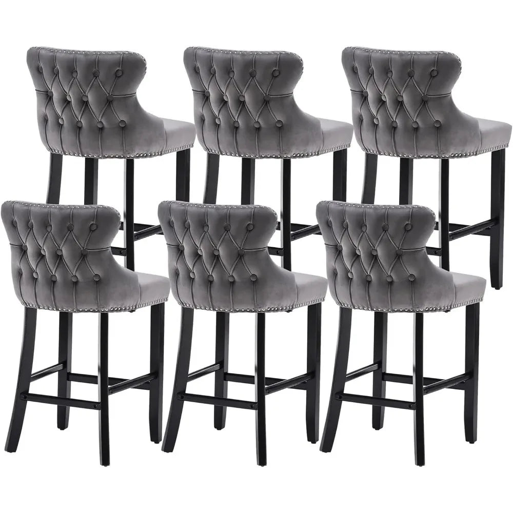 Bar Stools Set Counter Height,with Solid Wood Legs