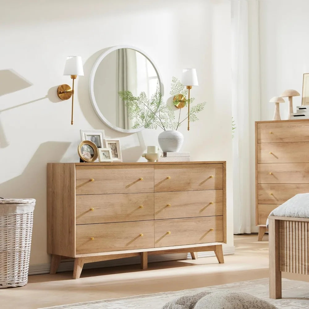 6 Drawer Dresser, 54" Wide Chest of Drawers