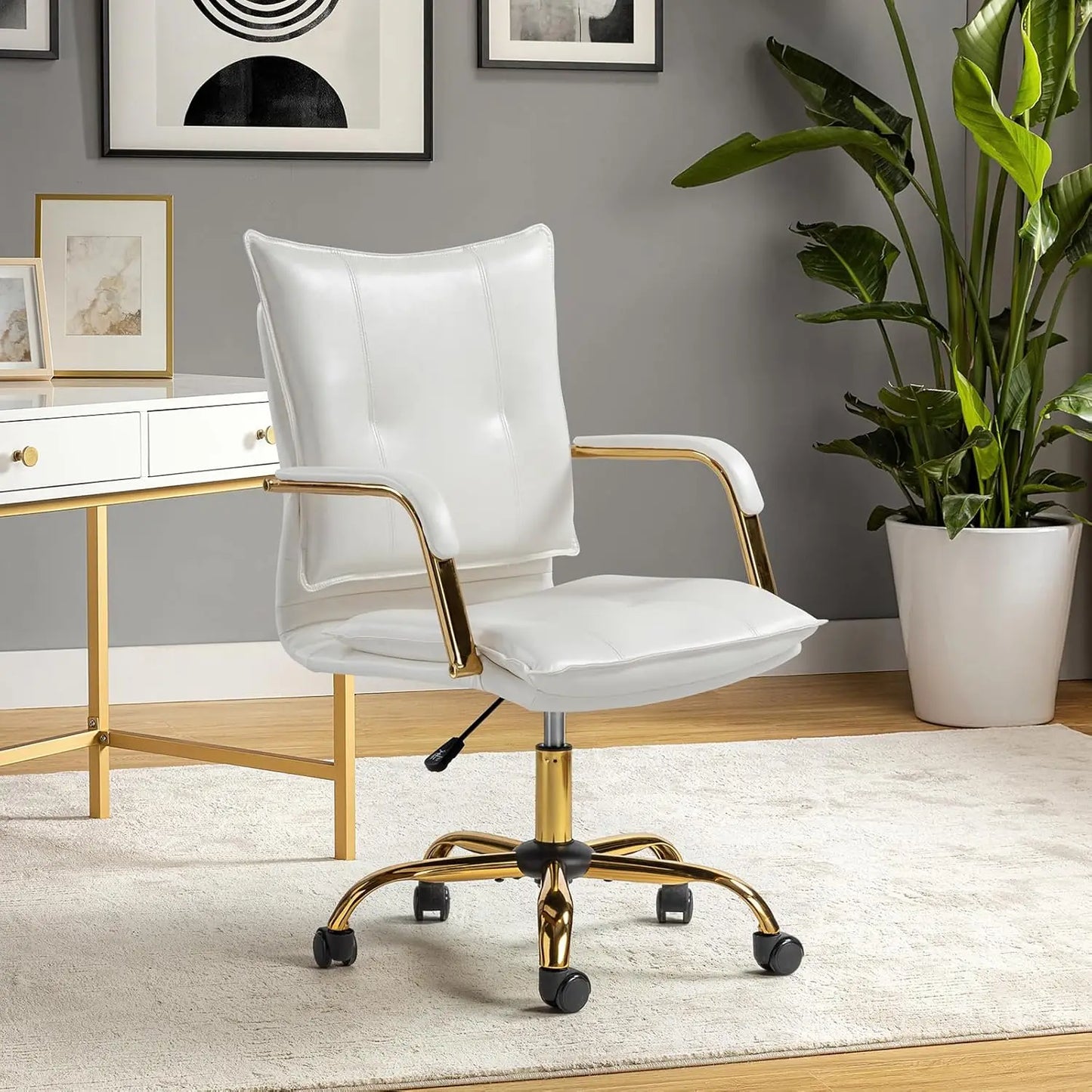 Office Chair, Adjustable Swivel with Golden Legs
