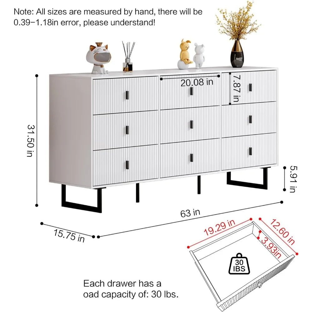 Large Double Dresser, Modern Chest of Drawers