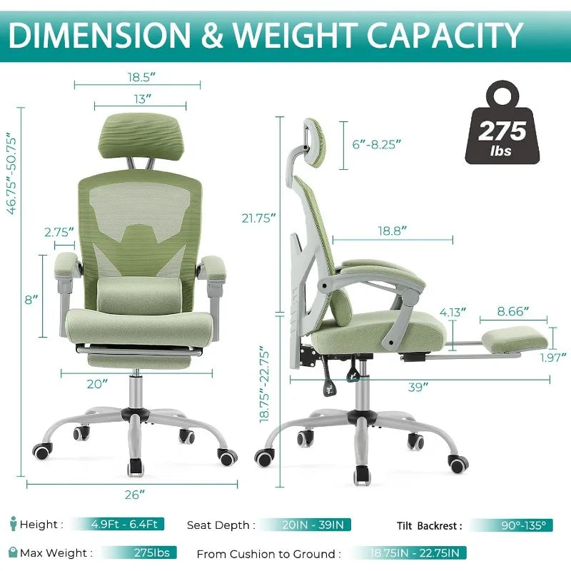 Home Office Desk Chair with Footrest