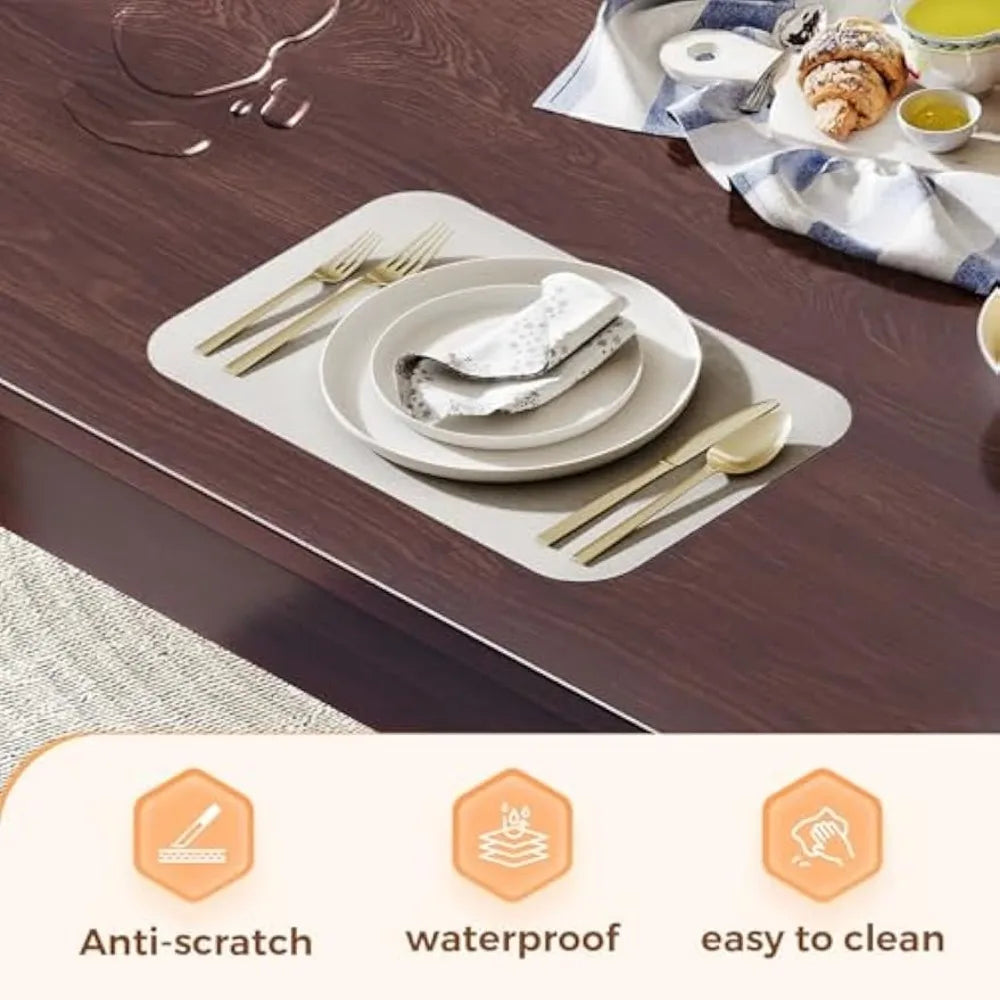 Wood Dining Table Set for 4, Compact Mid-Century Modern Table & Chair Set for Home, Padded Seats, Wooden Frame, Coffee