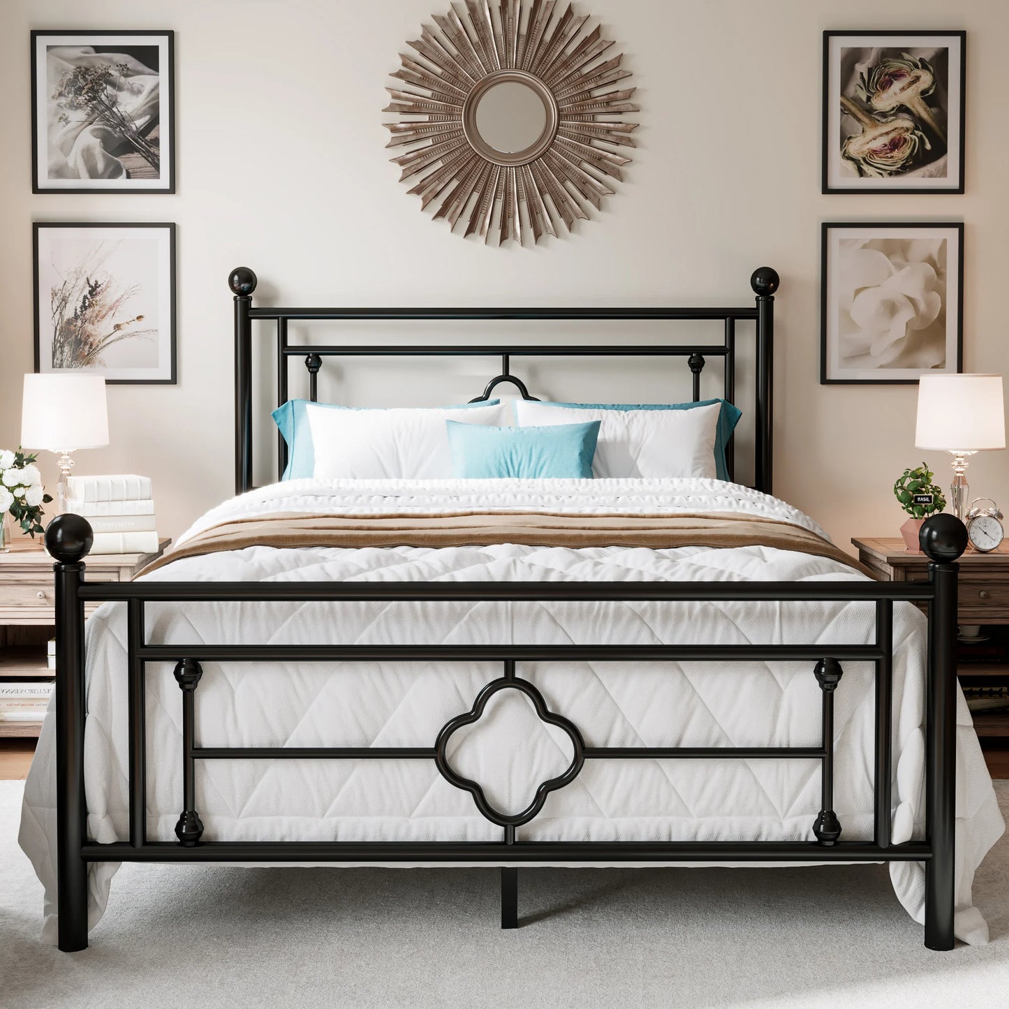 Metal Platform Bed Frame, – Full, Queen, Twin & King Sizes
