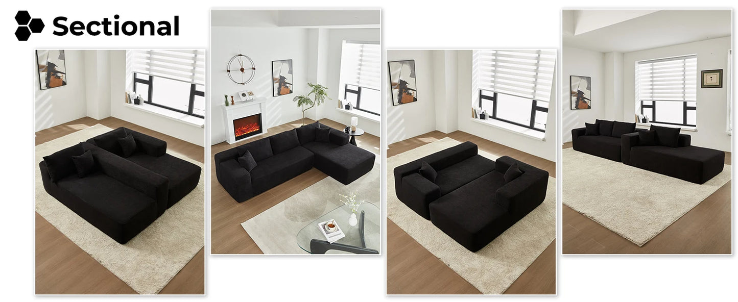 L-Shape Couch with Chaise,Modular Sectional Sofa Cloud Deep Seat