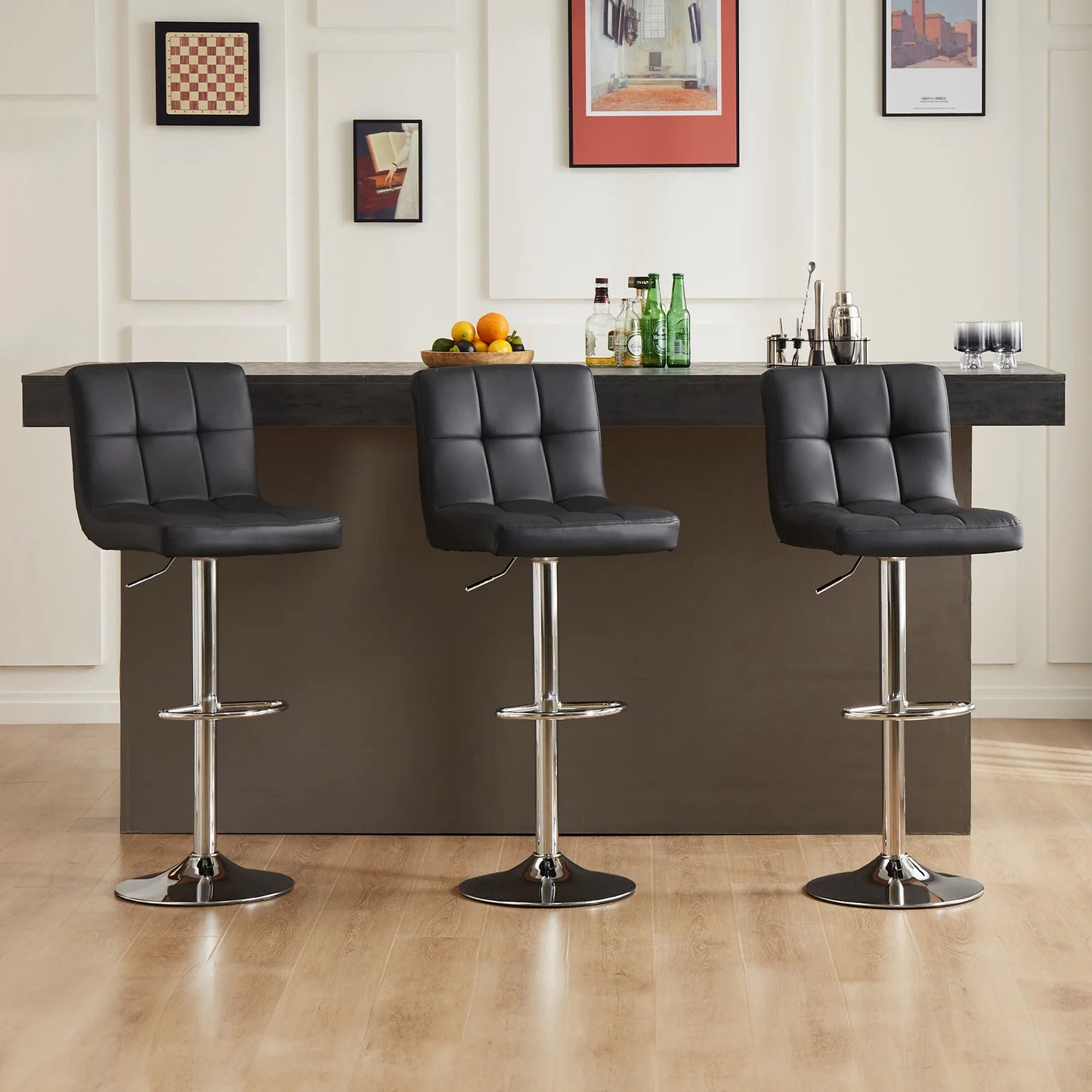 PU Leather Bar Stools Set of 2
