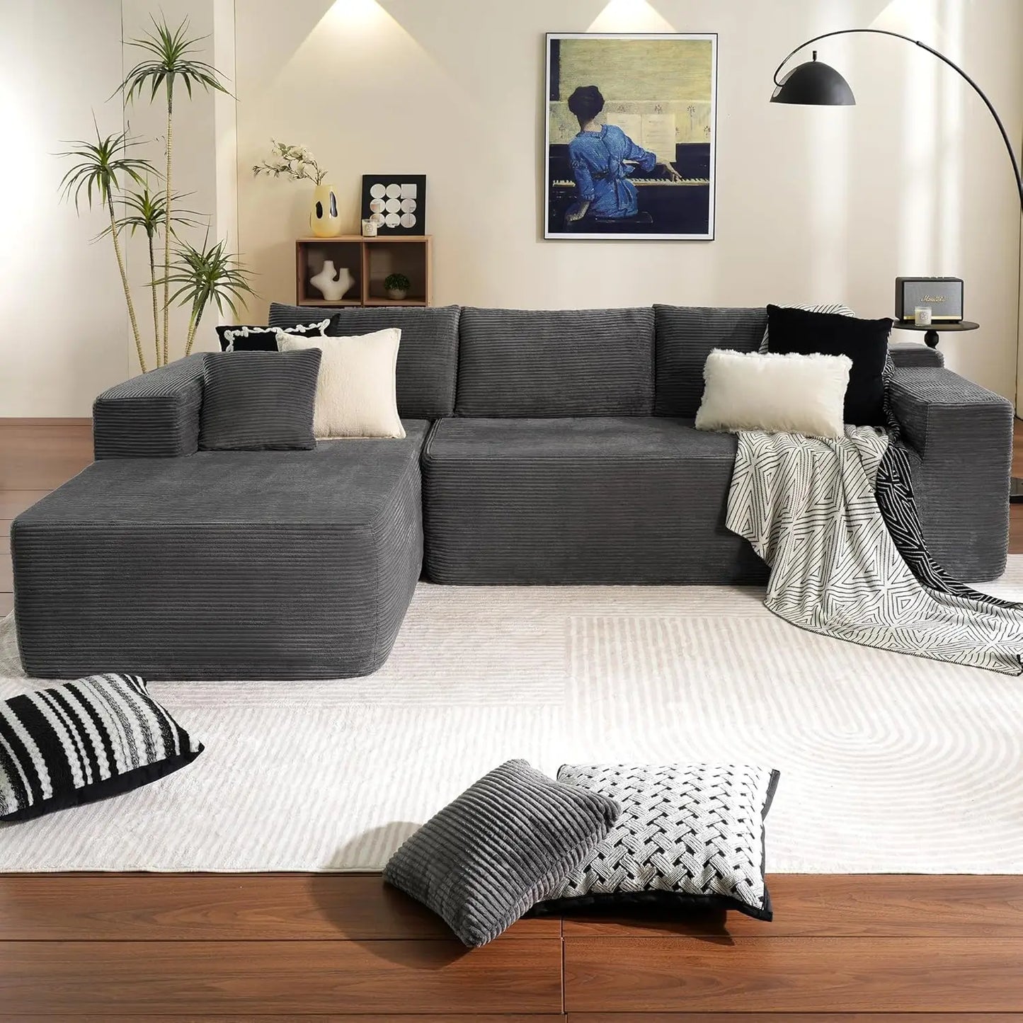 Cloud Sectional Couch with L-Shape Chaise - Modern Modular Sofa