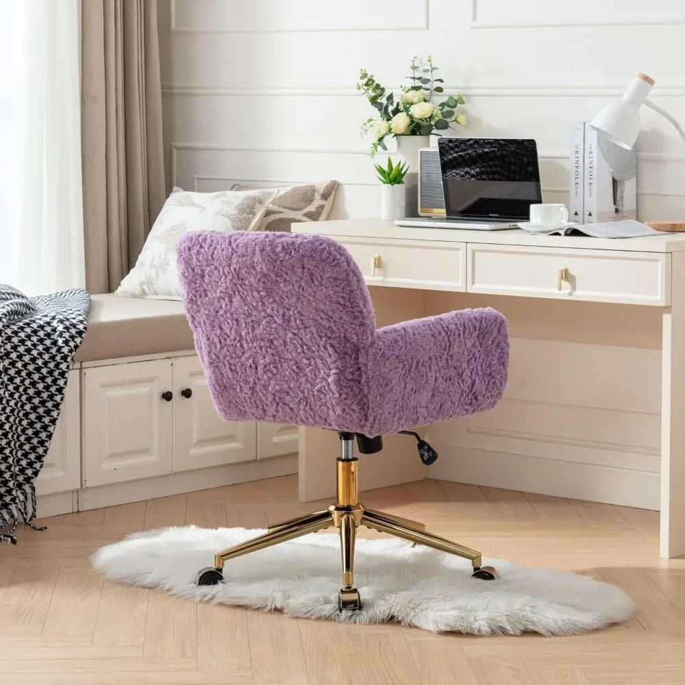 Purple Faux Fur Home Office Chair
