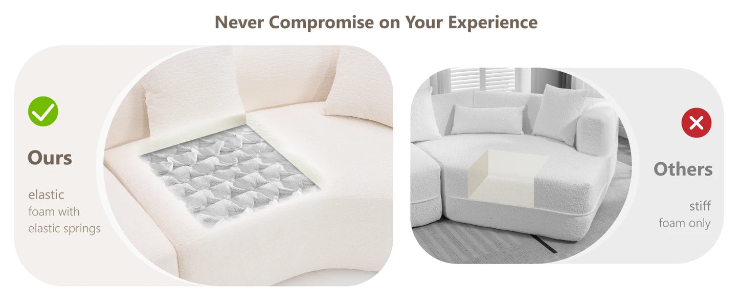 Oversized Sectional Sofa, Luxury Plush Chenille 4-Seater with 4 Throw Pillows