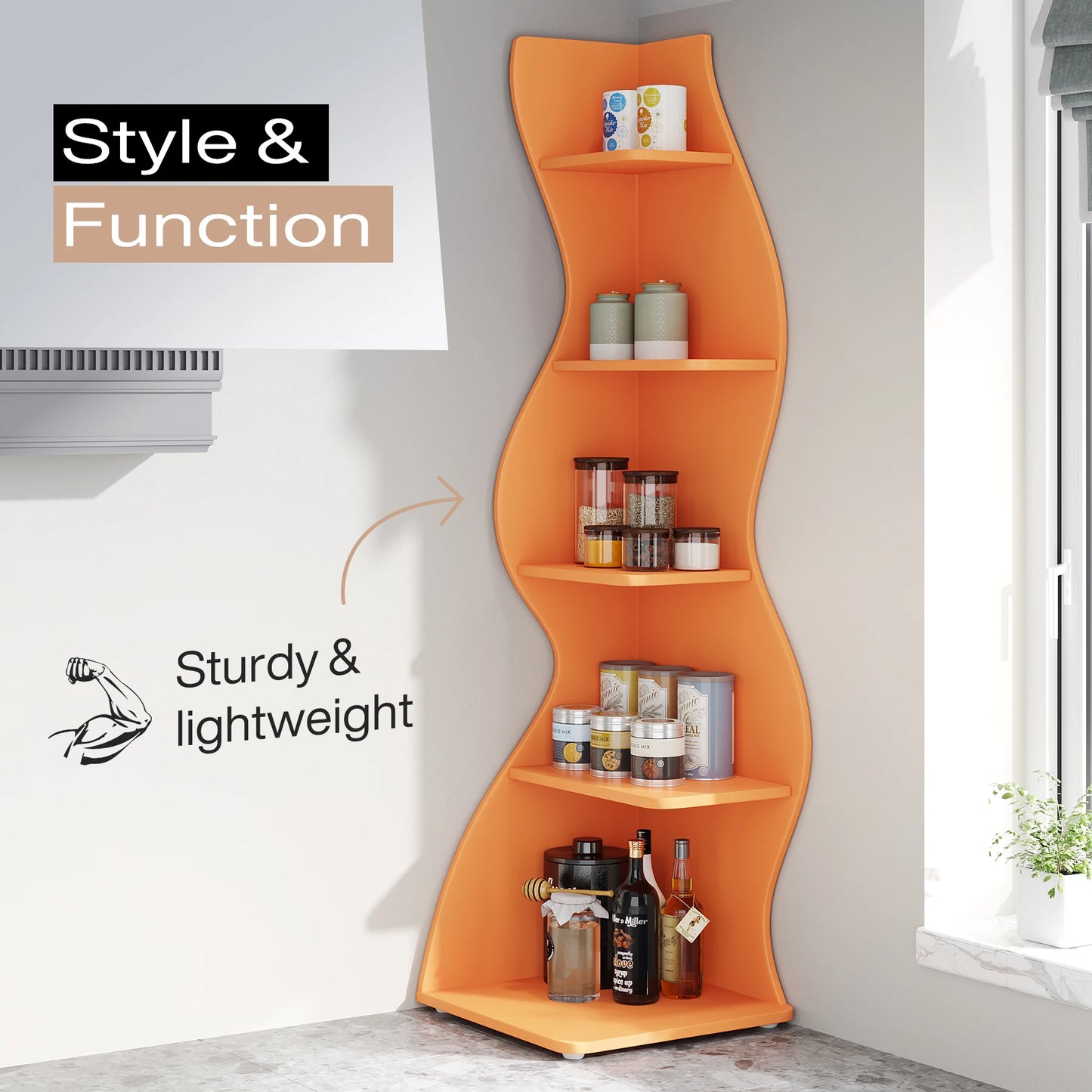 Corner bookShelf, 5-Tier Stylish Corner Bookcase