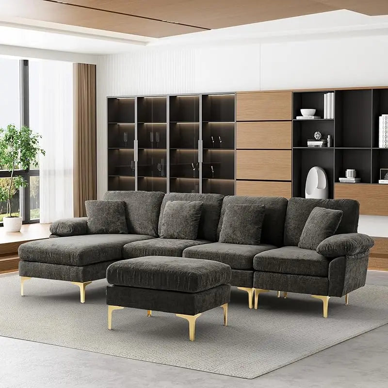 Sofa couch,4 Seat ,L-Shaped Velvet with Chaise Lounge