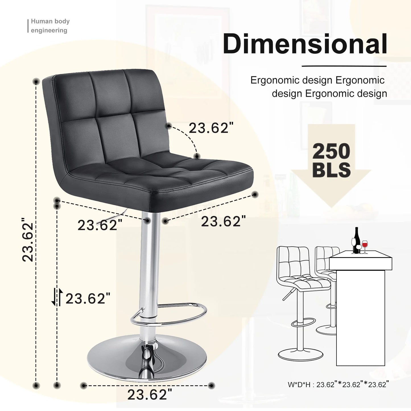 PU Leather Bar Stools Set of 2