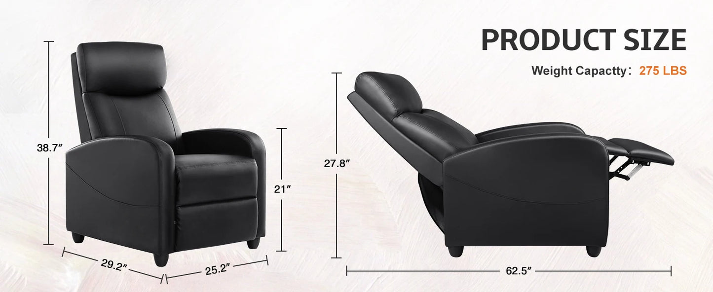 Recliner Chair Massage Sofa Fabric Theater Lumbar