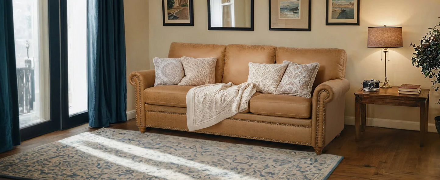 3-Seat Modern Living Room Sofa - Luxury Leather