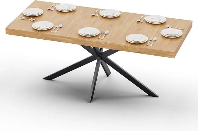 55''-70.9'' Extendable Dining Room Table, Wooden Rectangle Expandable Dining Table with Hidden Storage,Kitchens,Office (Walnut)