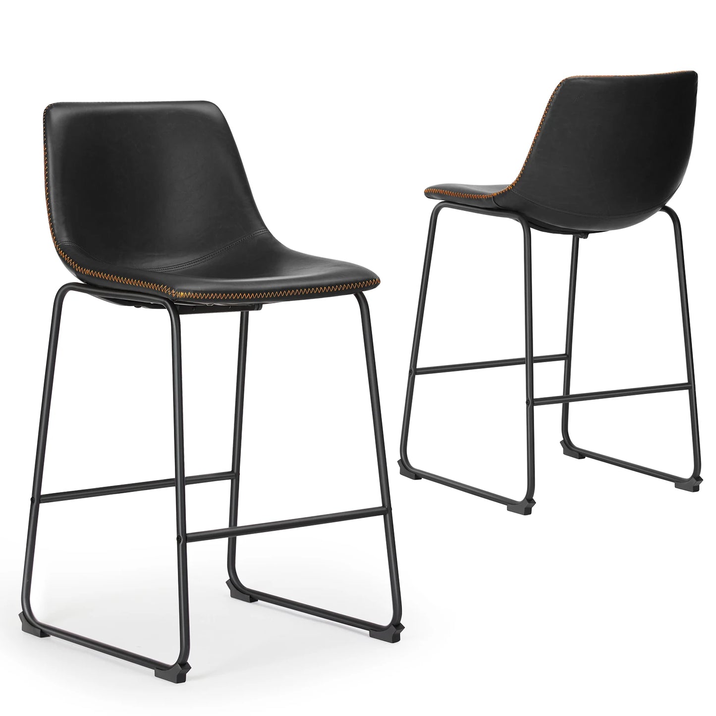 Pu Leather Bar Stools Set of 2 Counter Height