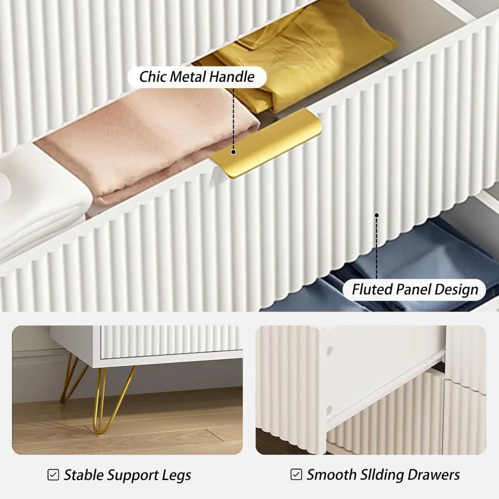 White Chest of Drawers, dresser with 6-drawers