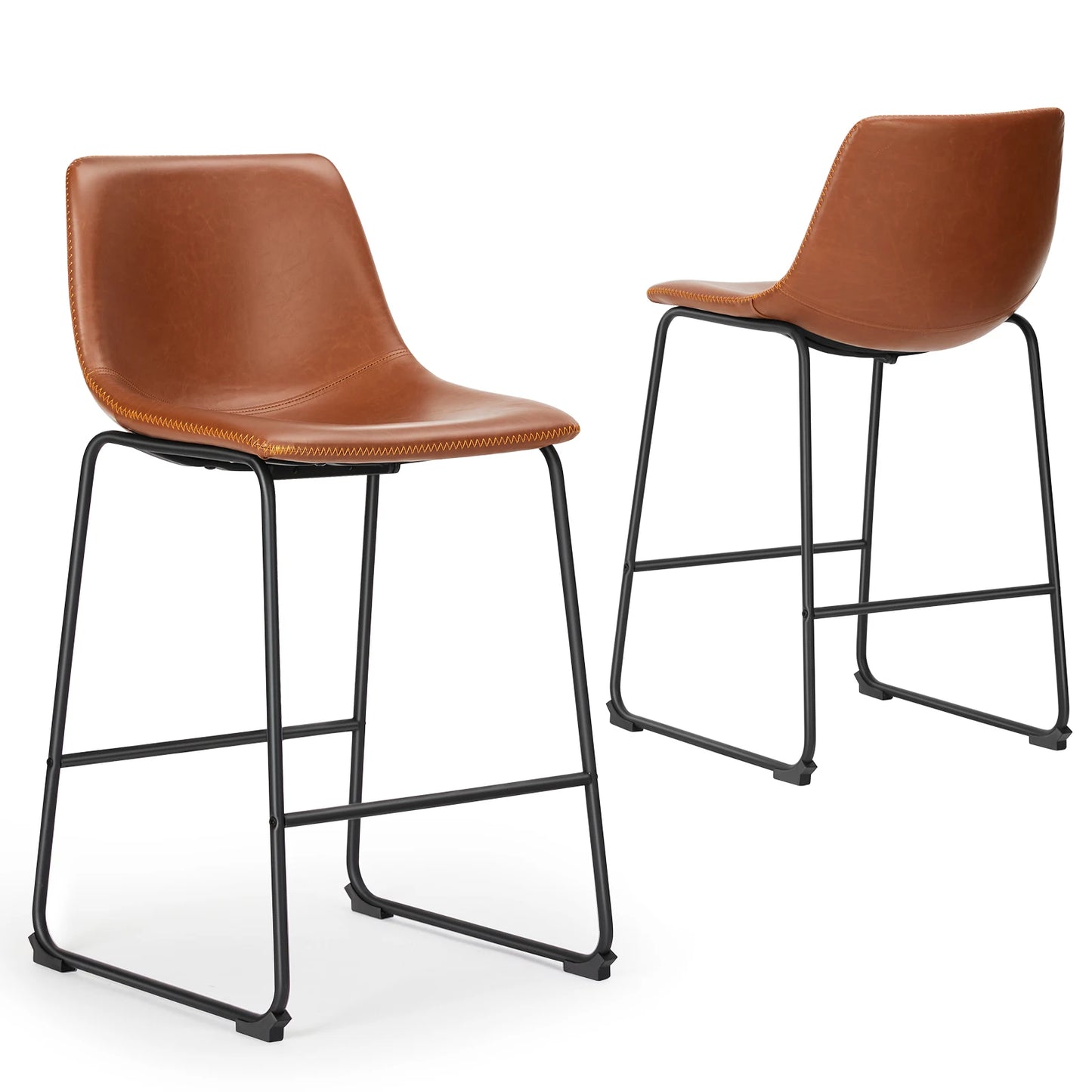 Pu Leather Bar Stools Set of 2 Counter Height