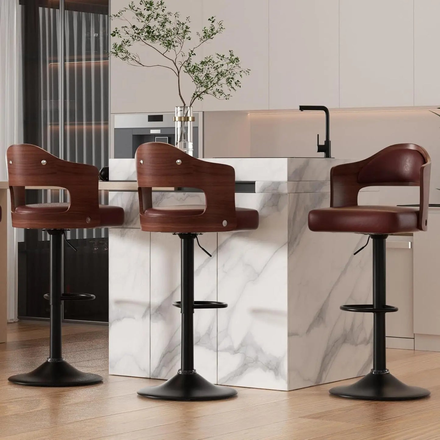 Swivel Bar Stools Set of 3 Seat Adjustable Height