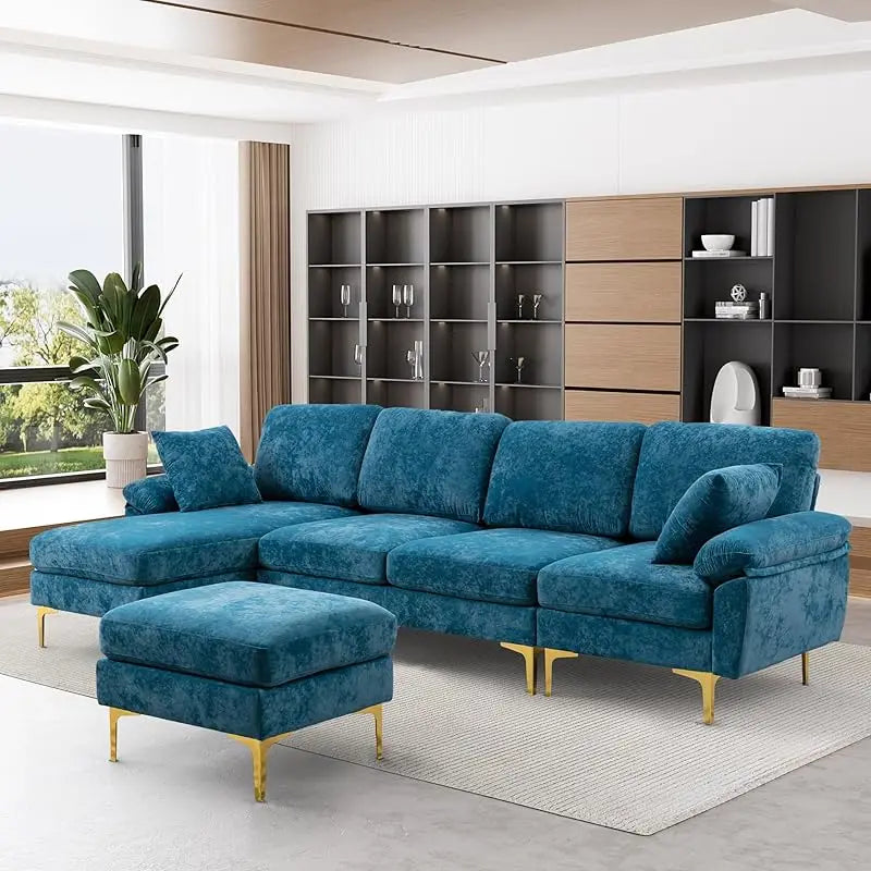 Sofa couch,4 Seat ,L-Shaped Velvet with Chaise Lounge