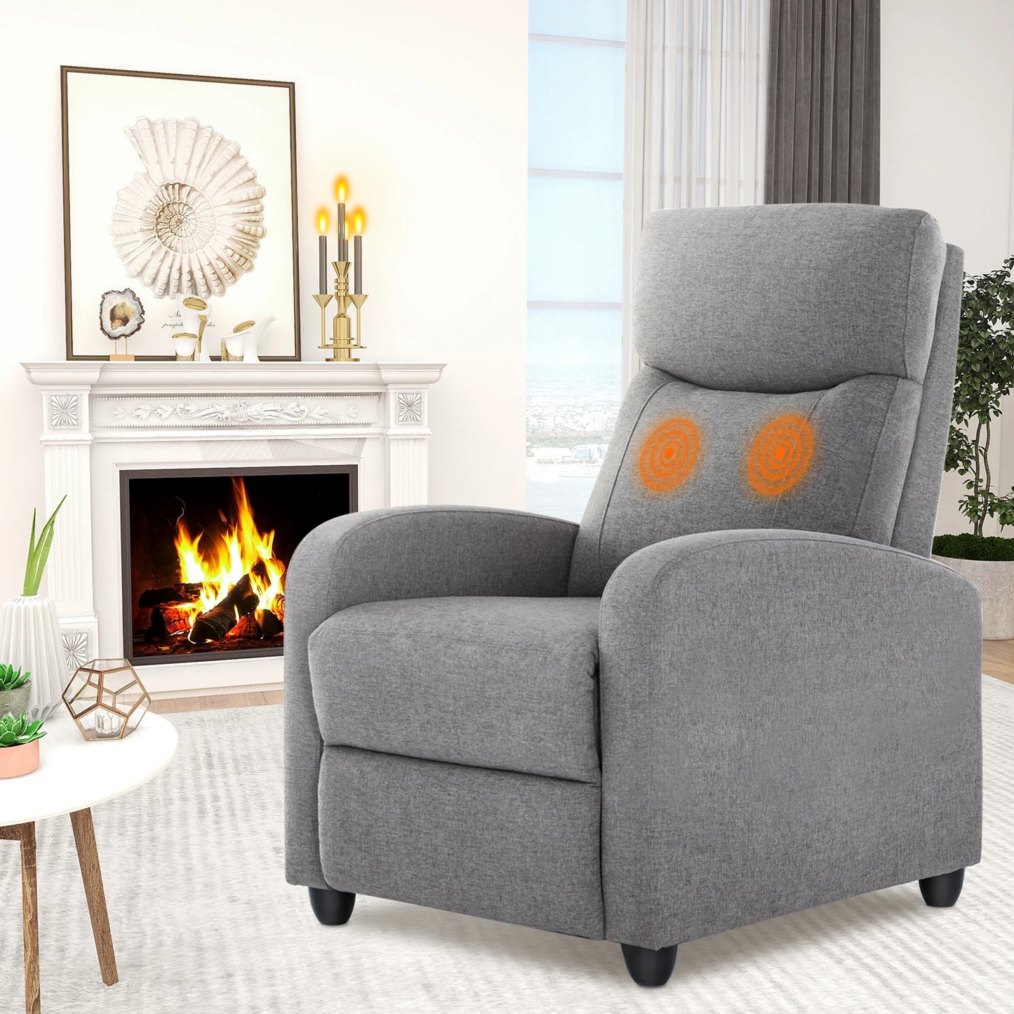 Recliner Chair Massage Sofa Fabric Theater Lumbar