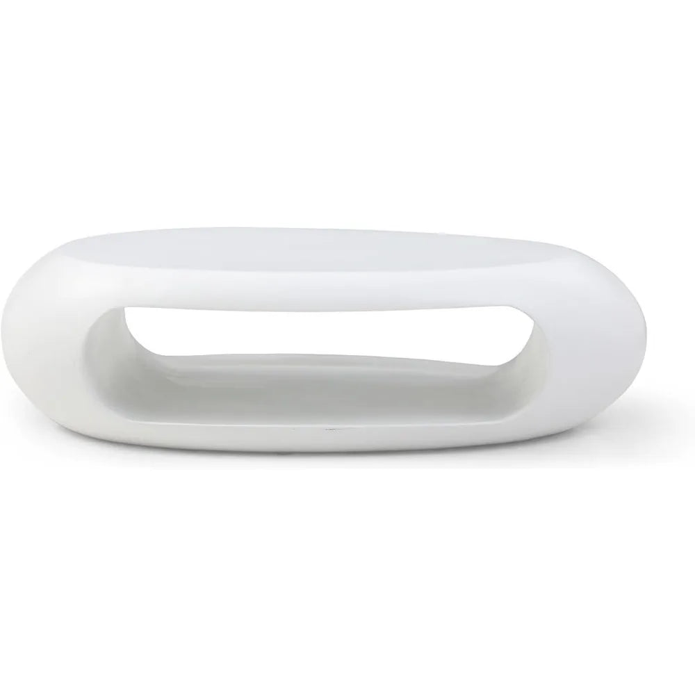 LUMISOL 53.93” Oval Coffee Table, Modern Sturdy Fiberglass Coffee Table with Storage Shelf, 2-Tier Center Cocktail Table for