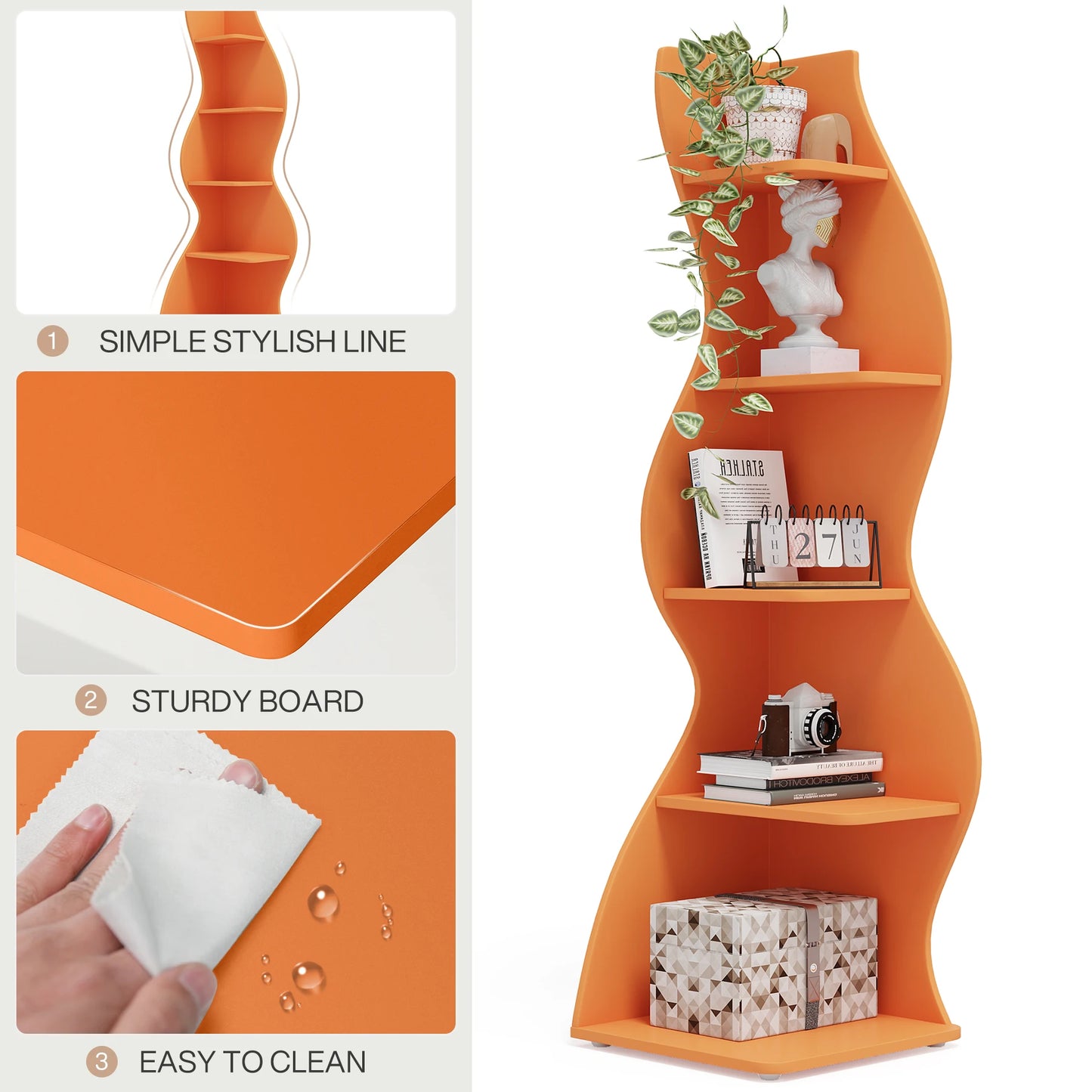 Corner bookShelf, 5-Tier Stylish Corner Bookcase