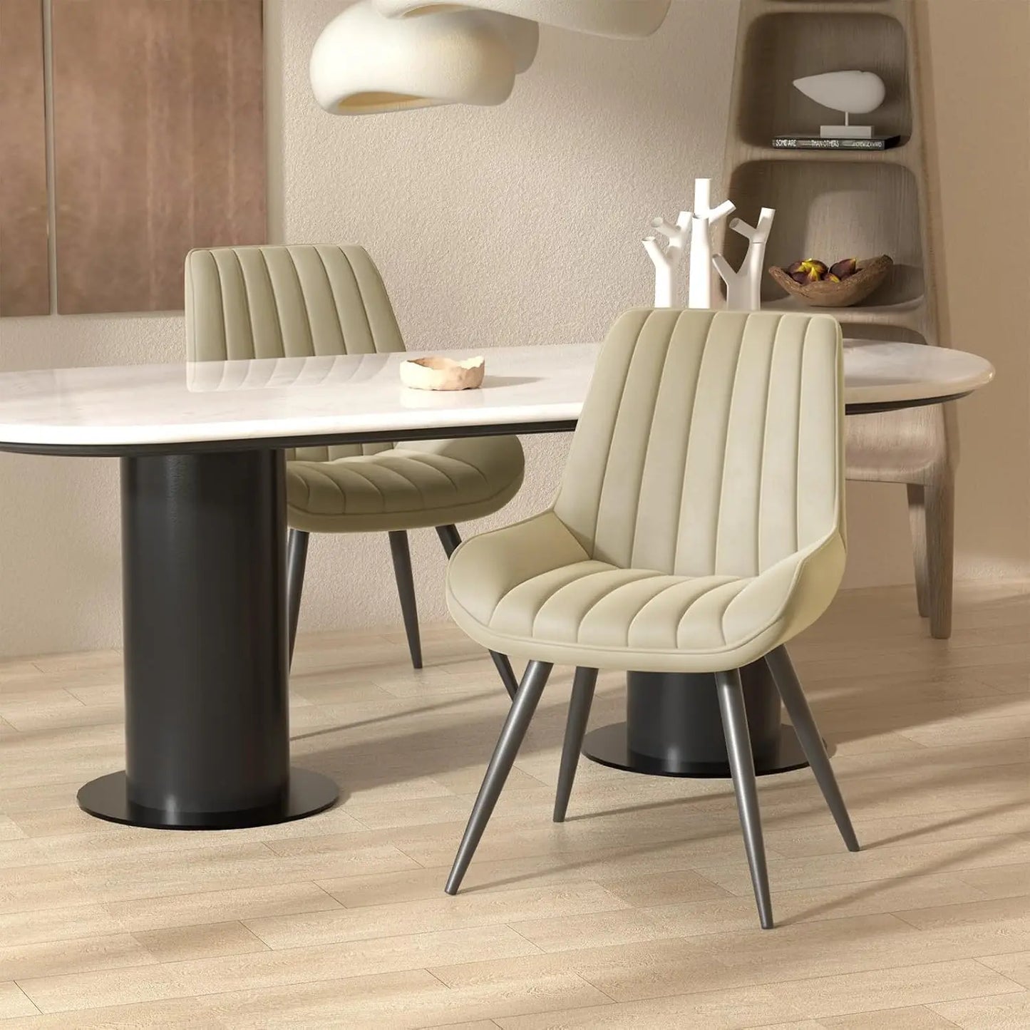 Modern Dining Chairs Set of 4, Comfy Dining Room Chairs with Thick Cushions, Upholstered Fabric Kitchen Side Chairs