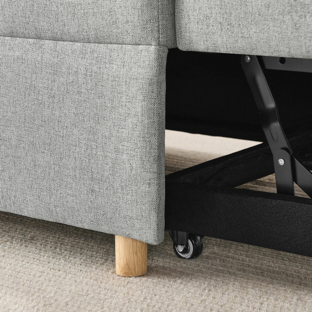 Sleeper Sofa Chair Adjustable Backrest Recliner - Pullout Sofa Bed - Wheels
