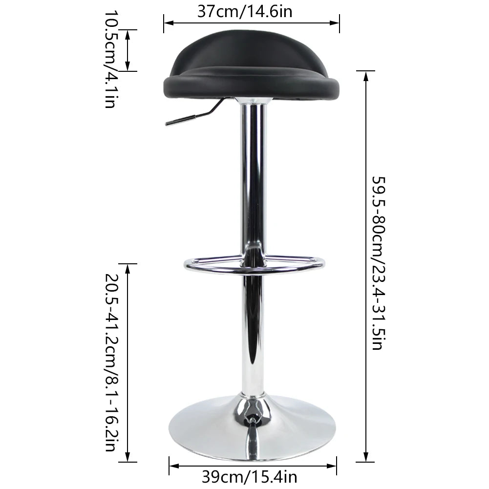 PU Leather Round Bar Stool with Back Rest Height