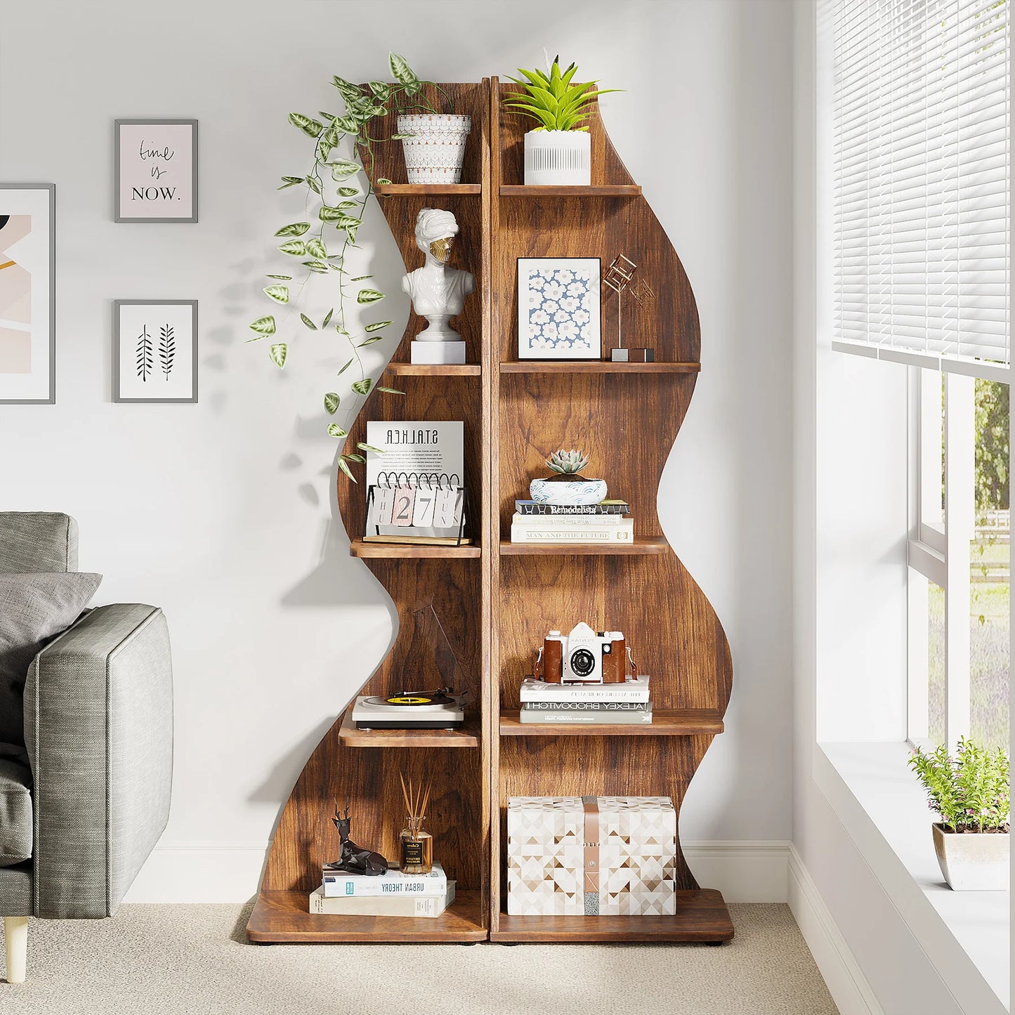 Corner bookShelf, 5-Tier Stylish Corner Bookcase