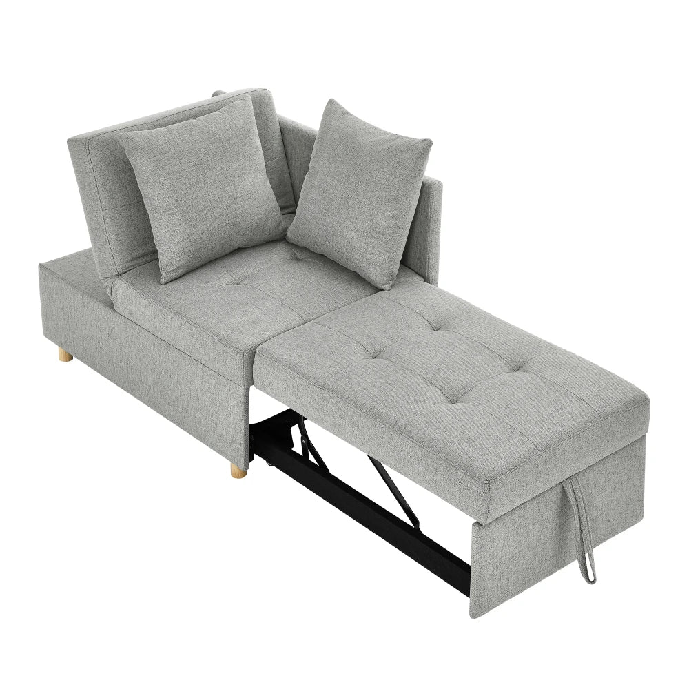 Sleeper Sofa Chair Adjustable Backrest Recliner - Pullout Sofa Bed - Wheels