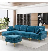 Sofa couch,4 Seat ,L-Shaped Velvet with Chaise Lounge