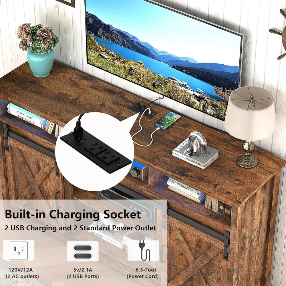 57” Wooden Farmhouse TV Stand for 60/65 inch TV