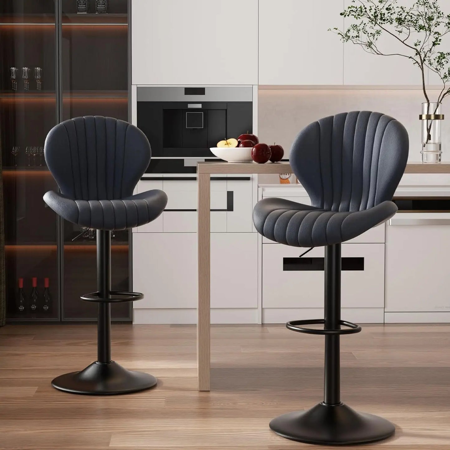 Bar Stools Set of 2 Swivel Bar Chairs, Easy Assembly