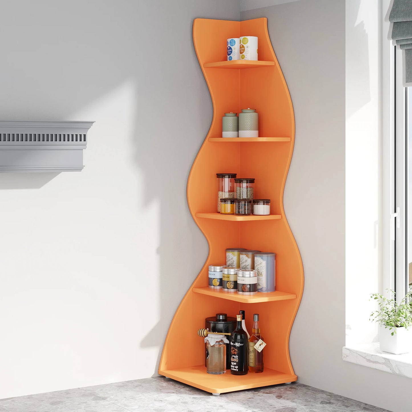 Corner bookShelf, 5-Tier Stylish Corner Bookcase