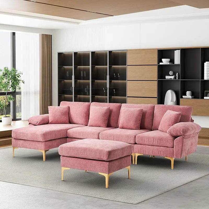 Sofa couch,4 Seat ,L-Shaped Velvet with Chaise Lounge